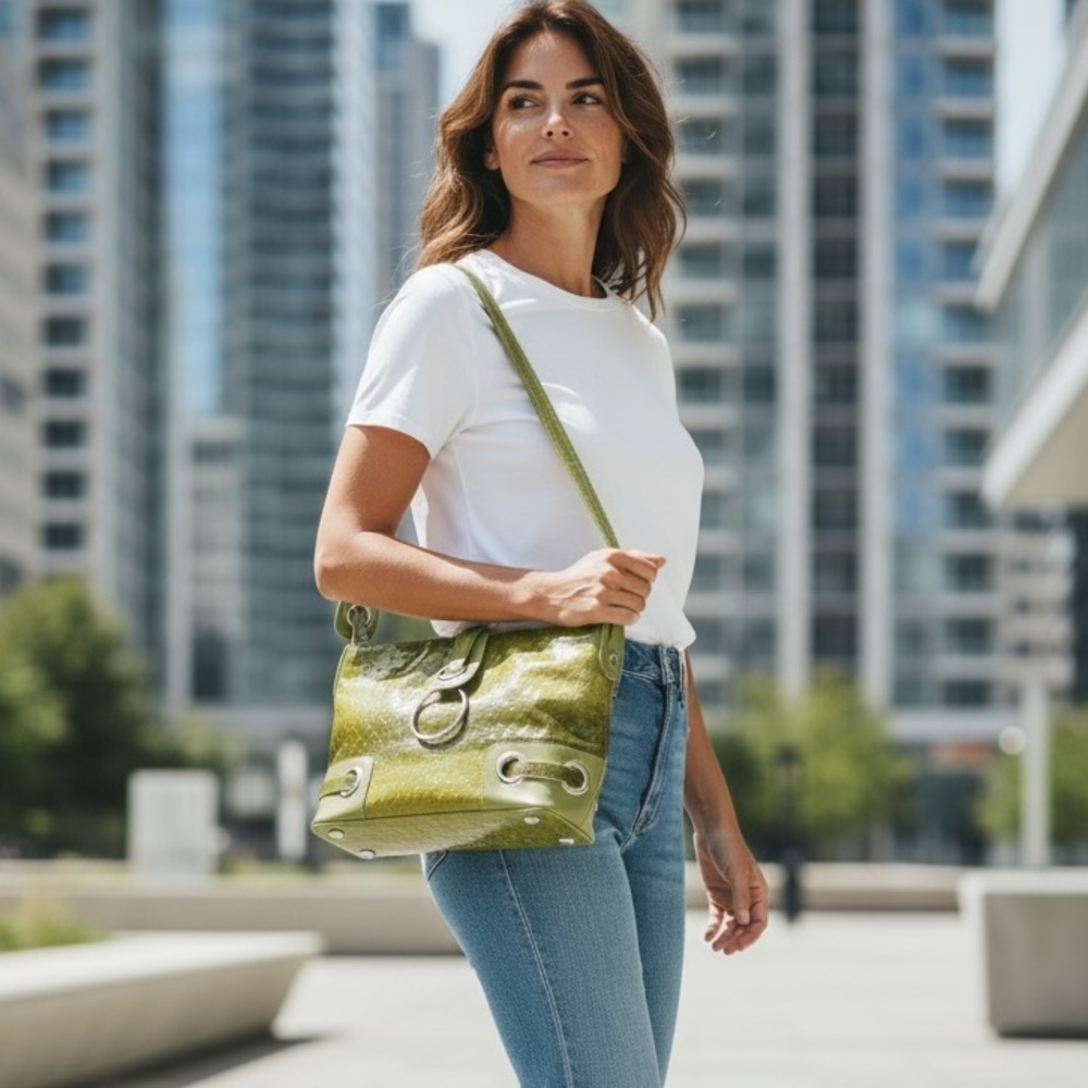 🛍Bundle sale🛍Stylish Green Shoulder Bag snake print